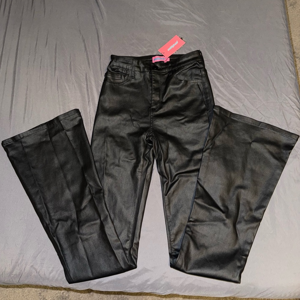 Faux Leather Flare Pants - Picture 2 of 7